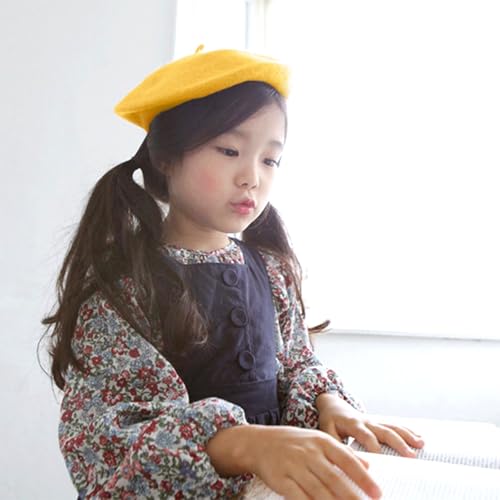 Kids Beret Wool French Style Hat for Toddler Girls Solid Color Winter Cap4