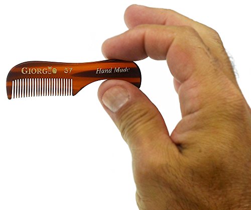 Giorgio G57 Extra Small 2.75 Inch Men's Fine Toothed Beard And Mustache Comb For Facial Hair Grooming And Styling. Wallet Pocket Comb Handmade Of Quality Durable Cellulose, Saw-Cut And Hand Polished #TOP6