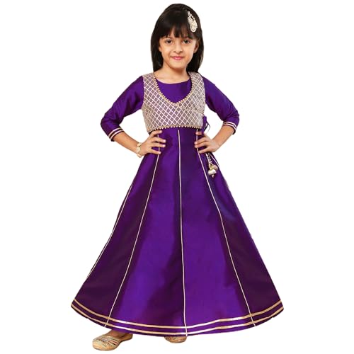 Image of A.T.U.N. (ALL THINGS UBER NICE) Girls Woven Design Gota Jacket Maxi Anarkali Gown