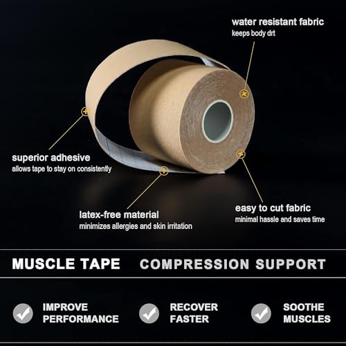 MuscleFix Kinesiology Tape for Pain Relief & Muscle Support – Waterproof, Breathable Physio Tape Strips for Sports, Gym, Yoga, Athletic Training & Injury Recovery | Latex-Free Tape(Color-Pink)