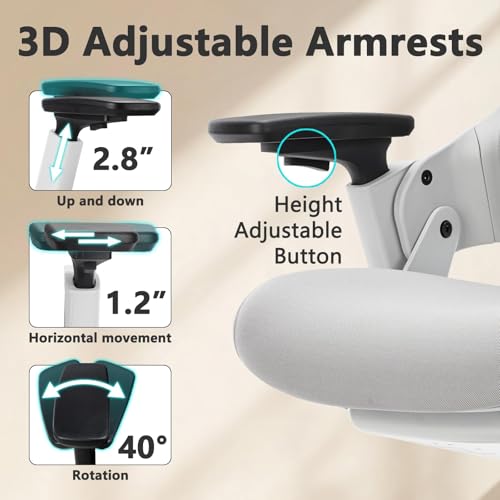 Image of CLATINA Office Chair Swivel Executive Chair, Adjustable Ergonomic Computer Chair with 3D Armrest and Lumbar Support, Mesh Backrest Task Chair for Home Office Conference Room Studio, 2 Pack