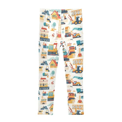 ZZKKO Girls Leggings Cartoon Construction Site Toddler Girls Clothes Leggings for Girls Toddler Girls Leggings 3-4T2