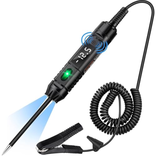 Aundhegrtt Lampe de Test Automobile Numérique LED Avancée 3-72V, Testeur de Circuit avec Prolongé et Sonde en Acier Inoxydable