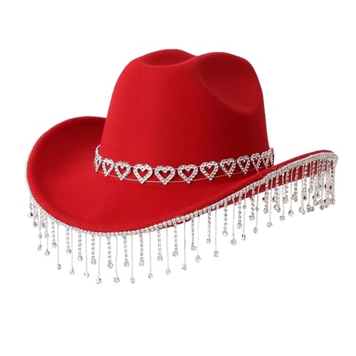 Generisch Chapeau de cowboy occidental 2026 avec franges en forme de cœur pour fêtes, festivals,...