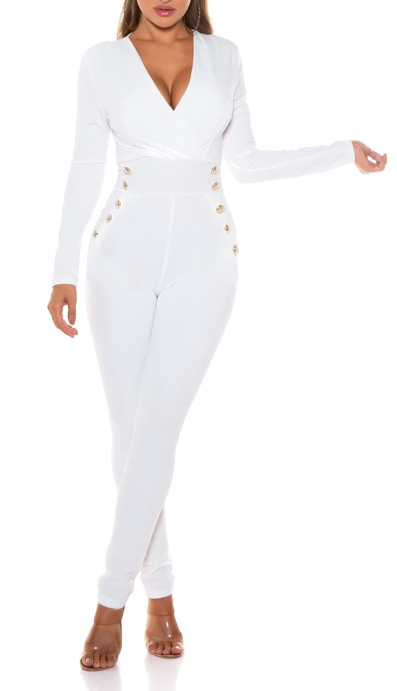 Koucla Mono elegante para mujer, con cuello en V, botones decorativos