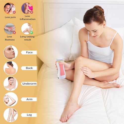 Image of Hair Removal Wax Kit Wax Heater Machine Roll on Hair Removal Wax Kit Wax Heater machine,Refill Cartridge Strips With Wipes Waxing kit for Women Waxkit (wax Roller Heater Machine Combo)