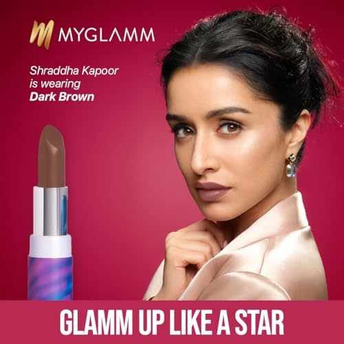 Image of MyGlamm POSE HD Lipstick-Dark Brown (Brown)-4 gm | Matte Lipstick | Enriched with Moringa oil & Vitamin E | Long-lasting & Moisturising