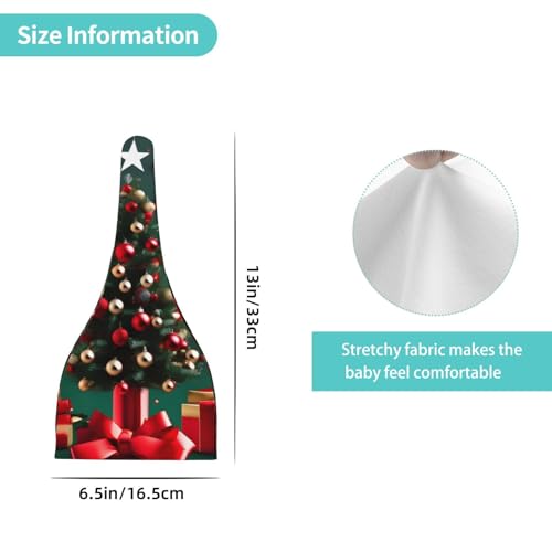 Newborn Baby Hat, Round Ball Christmas Tree Print Soft Top Knot Beanie Cap, Cute Baby Headwear for 0-6 Months Black4