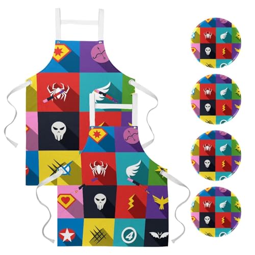 Tablier de cuisine anti-taches pour le nettoyage et la pâtisserie en lot de 2