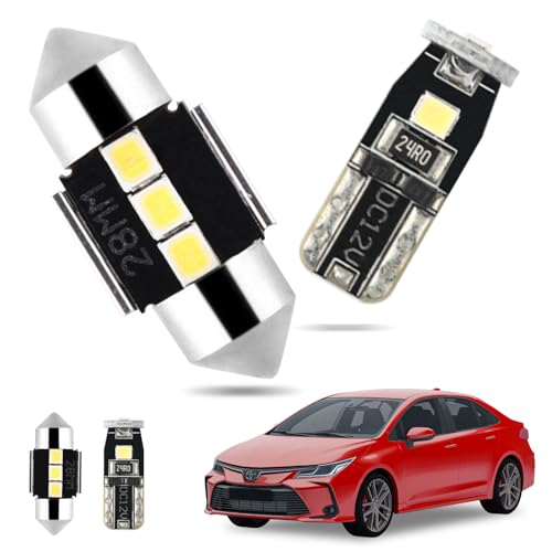 EASY EAGLE LED Interior Car Lights for Toyota-Corolla-2013-2022: 6 Piece Kit White LED Light Bulbs - Super Bright 6000K + Install Tool