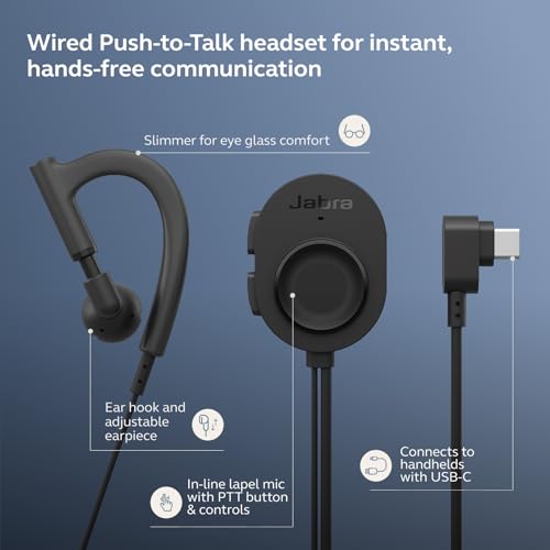 Jabra Perform 10 Wired PTT Earpiece with in-Line Clip-On Noise-Cancelling Microphone, Android Devices Only, Works with Walkie Talkie app in Microsoft Teams, Zello and Zebra, USB-C Connectivity, Black - image 4