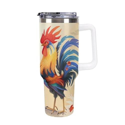 Botella de agua de 40 oz con diseño original de gallo Fighting Morning para hombre y mujer