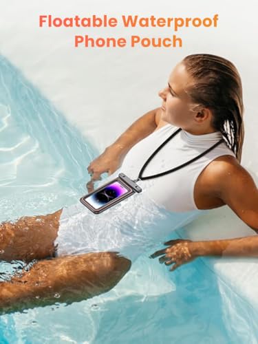 Image of ZORBES Waterproof Phone Pouch 7.5-Inch IPX8 Case for Swim Snorkel Beach | IPX8 Waterproof Protection for Swimming and Beach Use, Clear PVC Touchscreen, Dual Lock Seal, Detachable Sling
