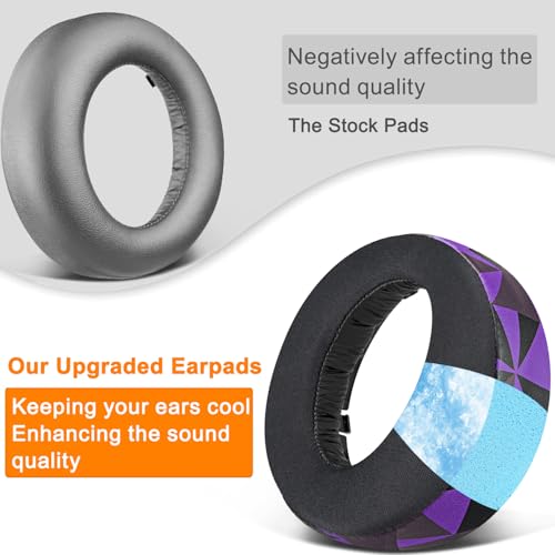 Image of SOULWIT Replacement Earpads for Sony New Gold Wireless PlayStation PS4 (2018 Version) Headset, Ear Pads Cushions with High-Density Foam (CUHYA-0080 CG Purple Black)