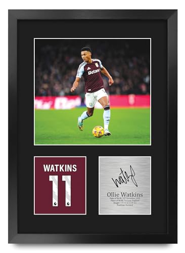 Cadeau football Aston Villa cadre photo signé Ollie Watkins pour fan