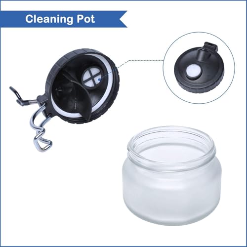 Poweka Airbrush Reinigungsset mit 5 Reinigungsbürsten, 5 Reinigungsnadeln, Reamer,Airbrush-Reinigungstopf Airbrush Reiniger, Tropfflaschen