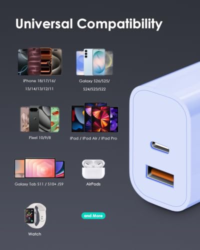 Image of [2 Pack] 20W USB C Charger Block Fast Charging Multiport Adapter