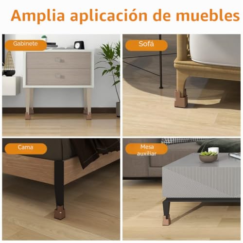 Elevadores de cama ajustable RCHYFEED de 5 cm con abrazadera para patas de mesa y sofá, 4 unidades 7
