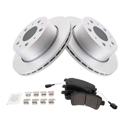 Image of TRQ Rear Brake Pad and Rotor Set Ceramic G Coated Vented Rotors Compatible with 2014-2021 Ram ProMaster 1500 2500 3500