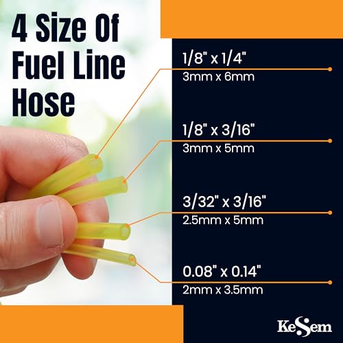 4 Sizes Assoreted Fuel Line Hose - Replacement Tubing for Two Stroke/ 2 Cycle Small Enginge ower Tools, Petrol Gas Pipe for Lawn Mower String Trimmer Chainsaw Leaf Blower - Fit Most Brands (Yellow) - Thumbnail 3