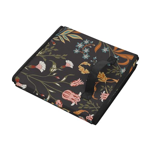 Image of Sweet Jojo Designs Boho Wildflower Vintage Floral Girl Collapsible Fabric Storage Cubes Foldable Bins Organizer Boxes Kids Baby Childrens Toys Set of 2 Black Orange Teal Bohemian Farmhouse Cottagecore