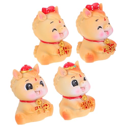 Amosfun 4 Piezas Figuras de Caballos Resina Microescultura Decoración Hogar Oficina Detalles Realistas Coleccionables Año