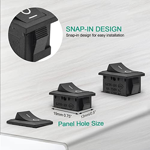 QTEATAK-5Pcs-OnOff-Boat-Rocker-Switch-5Pcs-2-Pin-2-Position-Snap-12V-110V-250V