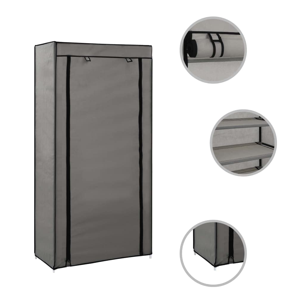 Zapatero con Tapa Gris 58x28x106 cm Tela,Organizador de Zapatos,Armario de Almacenamiento con Estante for Calzado,Muebles for Pasillo de Casa(Grey)