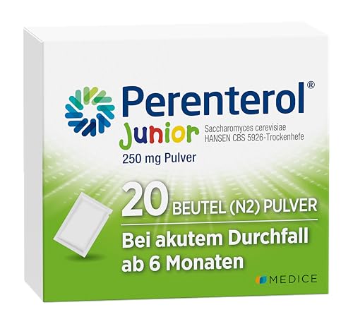 Perenterol junior 250 mg Pulver 20 Sachets - Durchfall Medikament zur Vorbeugung & Behandlung von akutem Durchfall - entzündungshemmend - verhindert übermäßigen Flüssigkeitsverlust