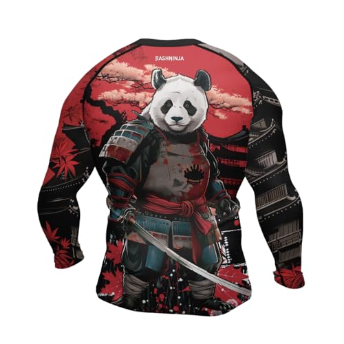 Panda Samurai Men’s Long Sleeve Rashguard Compression Fightwear Tops for BJJ MMA Wrestling Training Jiu Jitsu3