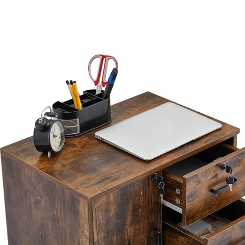 TUKAILAi Archivador Móviles con 4 Cajones y Cerradura, Armario de Oficina con Ruedas, Armario Multiusos con Gran Almacenaje para A4 Documentos en Formato Carta 40 x 60 x 57 cm (Marrón) - imagen 5