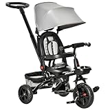 MotiveTech Tricycle Trike W/Reversible Angle Adjustable Seat Removable Handle Canopy Handrail Belt Storage Footrest Brake