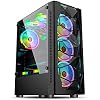 ATX Mid Tower PC Gaming Case - Front USB Port - Quick-Release Tempered Glass Side Panel - Cable Management System - Water-Cooling Ready - Black/White/Pink,Black