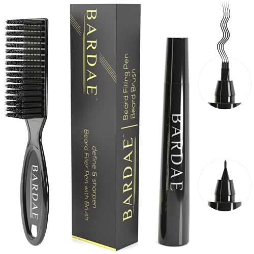 BARDAE Beard Pencil Filler for Men, Natural Beard Filling Pen with Long Lasting Water and Sweat Proof Beard Pen won't dry off, Instant Natural Look with 4 tip applicator design beard filler for men