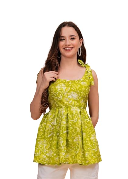 Image of Cotton Womens Short Flared Kurti Top