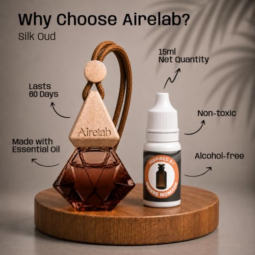 Image of Car Air Freshener | 15ml Refillable Perfume Oil with Wooden Diffuser Hanging Pod | Fragrance Inspired by Ombre nomad | Long Lasting Car Perfume | 60+ Days