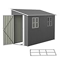 4x10FT Metal Shed with Floor Frame, Lean to Shed with 2 Windows, Outdoor Storage Shed for Garden Backyard Patio, Outside Large Tool Shed for Tools& Bicycle Storage