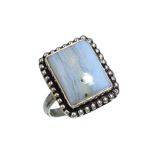 Bague agate bleue en argent 925 fait main, un bijou d'exception