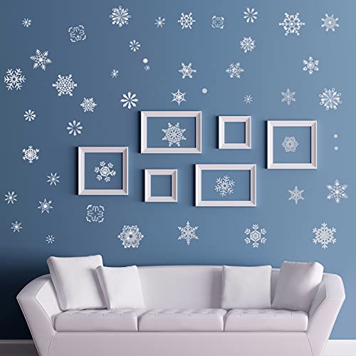 9 Sheets Snowflakes Wall Decal Silver Christmas Window Clings Winter Theme Decorations Stickers Removable Vinyl Snowflake Decals For Living Room Bedroom Lobby Of Preschool (Blue, Silver) #TOP4
