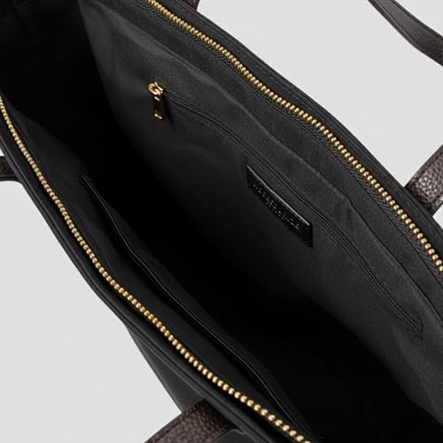 Image of Accessorize London Women's Black Kimberly Nylon Zippered Tote | water-resistant Shoulder Bag | Stylish Casual & Travel Handbag