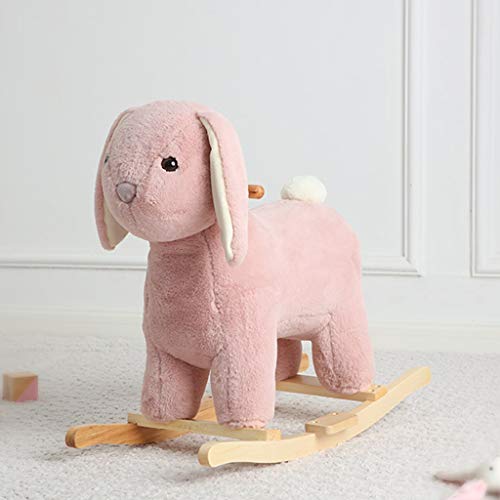Schaukelpferd Kinder Pink Bonnie Rabbit Trojan Horse Spielzeug pelzigen Baby EIN Jahr Geschenk Baby Massivholz Stuhl… – Bild 4
