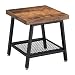 VASAGLE 2-Tier End Table, Industrial Nightstand Coffee Table with Storage Shelf, Wood Look Accent Furniture with Metal Frame ULET42X