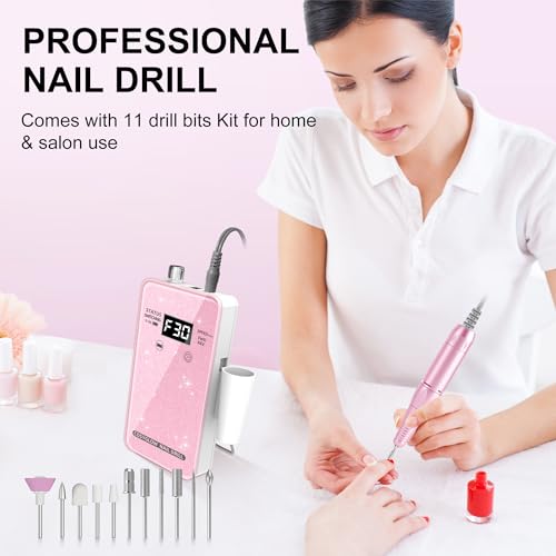 image for Professional Electric Nail Drill File: COSYGLOW Glitter Portable Efile