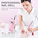 Professional Electric Nail Drill File:COSYGLOW Glitter Portable Cordless E-File Nail Drill Kit with 11 Drill Bits,30000 RPM Rechargeable Nail Drills Machine for Acrylic Nails Gel Polishing (Pink)