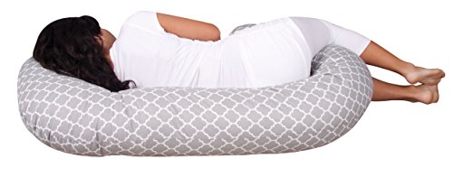 Leachco Snoogle Chic - Snoogle Total Body Pregnancy Pillow with Easy on-Off Zippered Cover -Moroccan Gray - Thumbnail 4