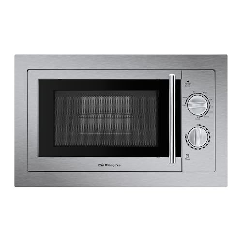 Orbegozo MIG2033 encastrable Full INOX, capacité de 20 litres, 9 niveaux, puissance du micro-ondes de 800 W et du grill de 1000 W, acier, gris