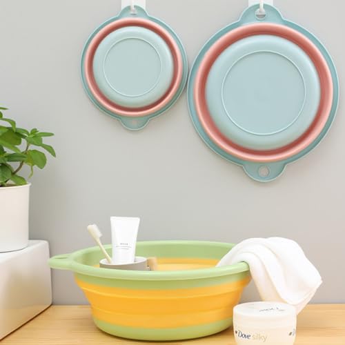 Image of Potency Collapsible Portable Wash Basin Dishpan Kitchen Dish Pans Washing Basin Foldable Strainer Wash and Drain Dish Tub Drainer for RV, Camping, Marine, BBQ.