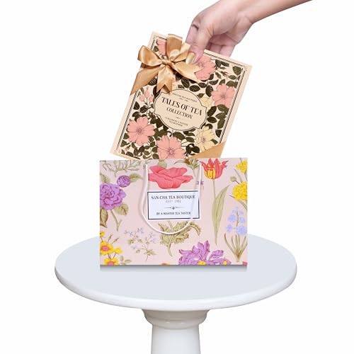 Sancha Tea Boutique, Tales of Tea Collection, Tea Gift Box, Rose Mint & French Earl Grey, 50g x 2 Loose Leaf + Infuser, Luxury Variety Pack