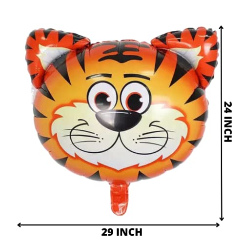 Image of Party Decorz Tiger Face Foil Balloon Big Size (24x29 Inch,1 pcs) Jungle /Safari /Animal Theme Birthday Party Foil Balloon For Children Birthday Party Decoration
