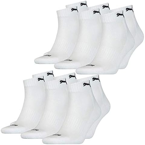 PUMA Unisex Herren Damen Quarter Socken CUSHIONED 6er Pack 35-38 39-42 43-46 Schwarz Weiss Blau Grau 83% Baumwolle Cover
